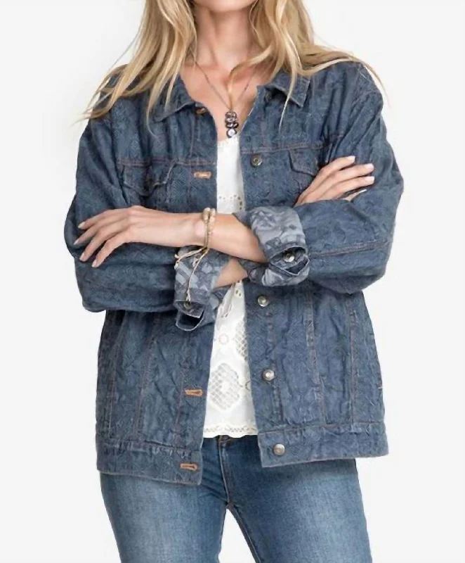 Affordable activewear for women-Qiva Denim Jacket In Denim Blue