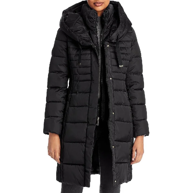 Chic leather skirts for women-Tahari Womens Oversized Outerwear Puffer Jacket