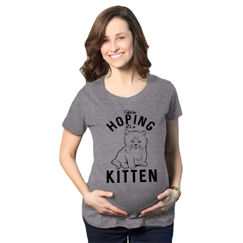 Stylish wrap dresses for women-Hoping It’s A Kitten Maternity T Shirt