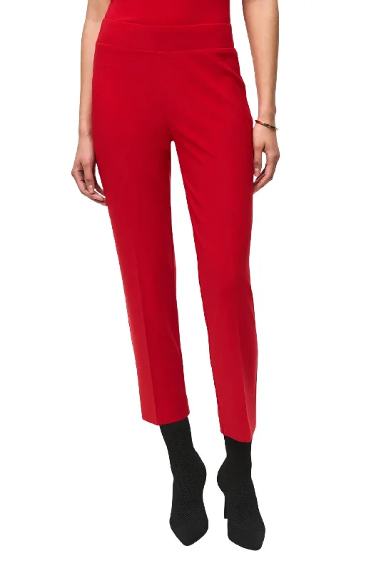 Soft silk pajamas for women-Classic Straight Pant In Red