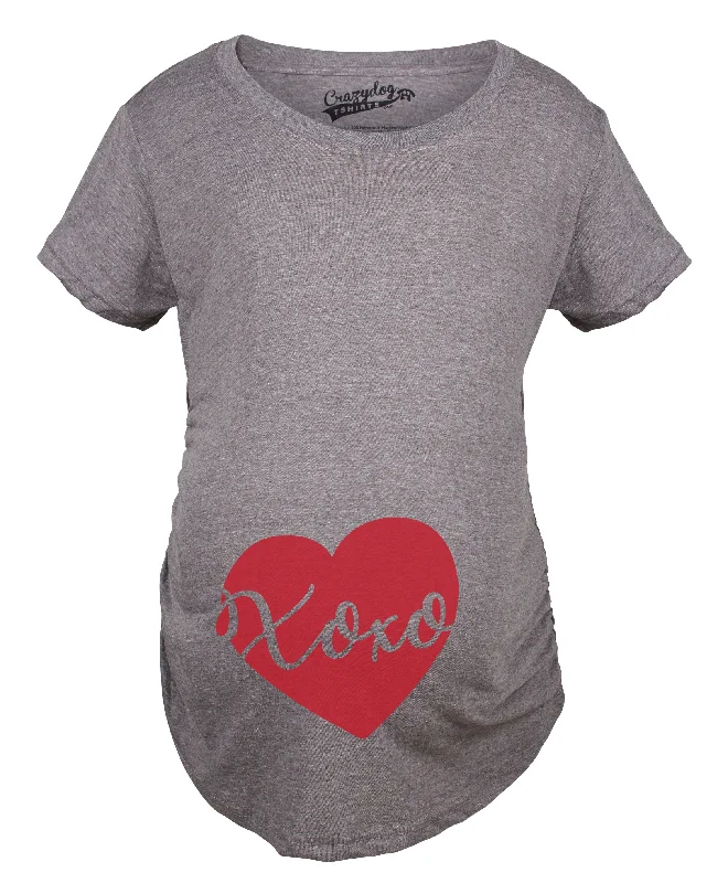 Designer skirts for office wear-XOXO Script Heart Maternity T Shirt