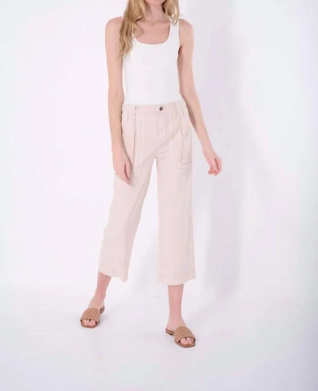 Lightweight cardigans for layering-Tori Solid Crop Wide Pant In Blossom