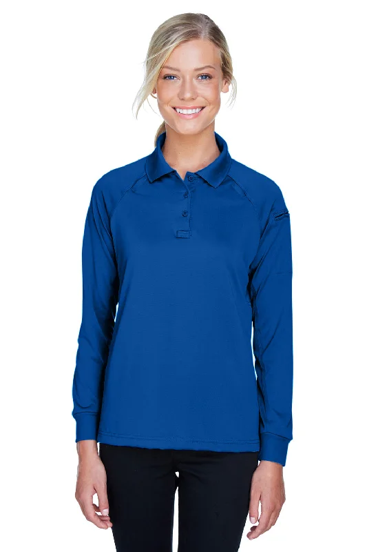 Elegant chiffon dresses for parties-Harriton Womens Advantage Tactical Moisture Wicking Long Sleeve Polo Shirt - True Royal Blue