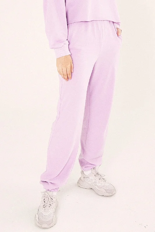 Trendy oversized sweaters for fall-Bayse Brand WOMENS HIGH WAISTED TRACK PANTS - LILAC