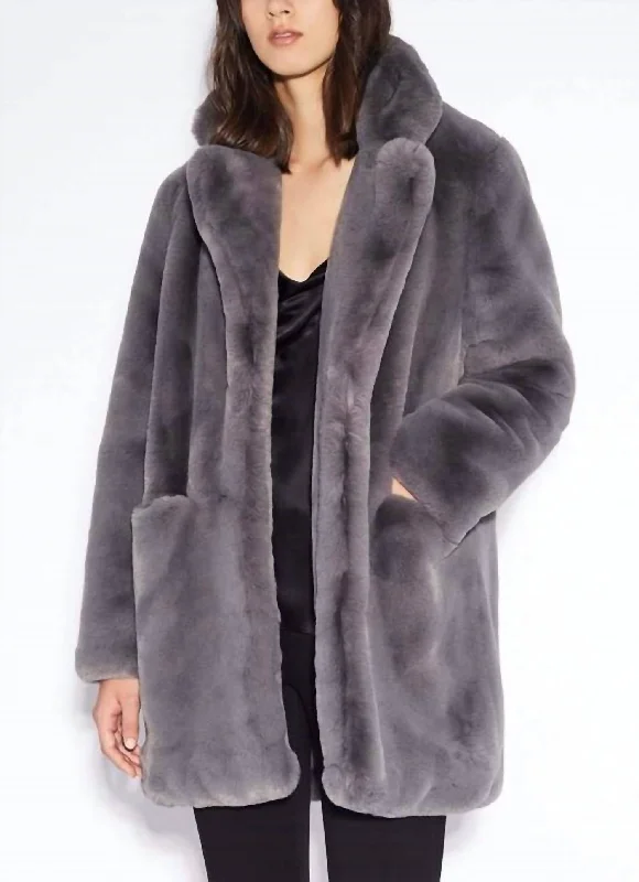 Affordable activewear sets for women-Sophie Faux Fur Coat in Carbon