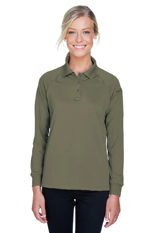 Trendy graphic tees for women-Harriton Womens Advantage Tactical Moisture Wicking Long Sleeve Polo Shirt - Tactical Green