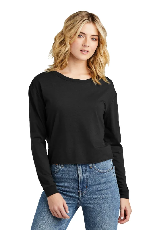 District Womens Perfect Tri Midi Long Sleeve Crewneck T-Shirt - Black