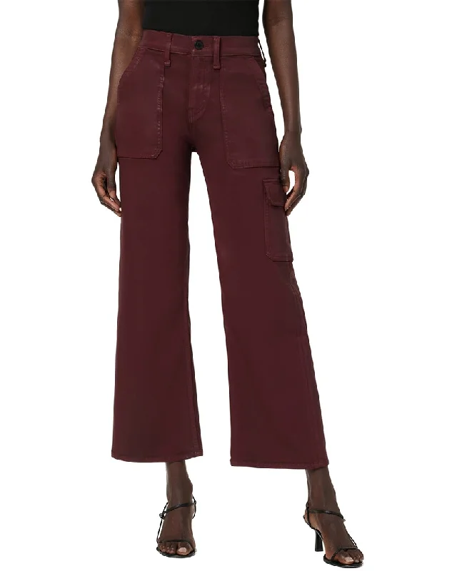 Soft flannel shirts for women-HUDSON Jeans Rosie Coated Bordeaux Wide Leg Jean