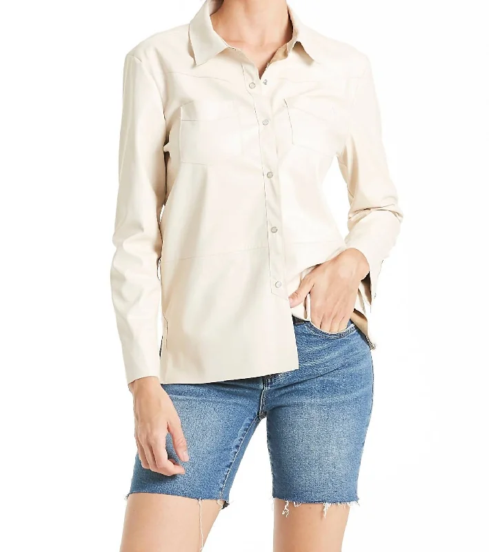 Vintage-inspired dresses for women-Nola Western Shirt in Bone