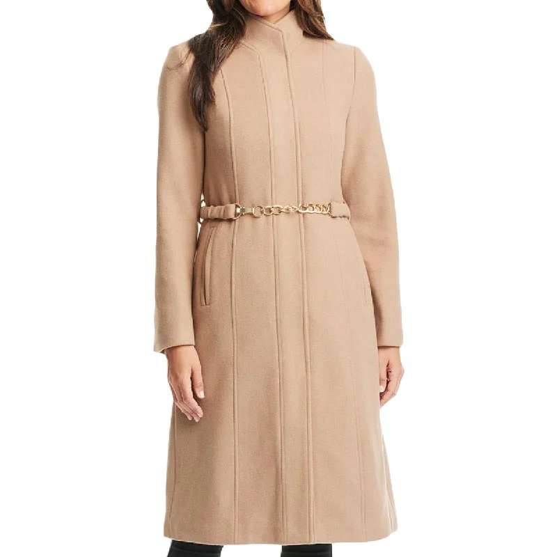 Designer blouses with lace details-Vince Camuto Womens Belted Trench Wool Coat