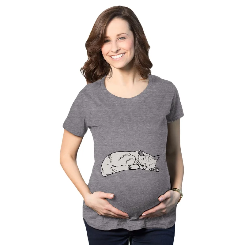 Casual sweatpants for women-Cat On Baby Bump Maternity T Shirt