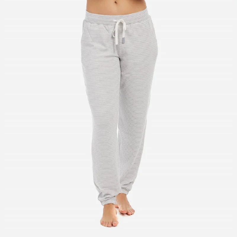 Soft cotton pajamas for women-Mini-Stripe Jogger In Grey