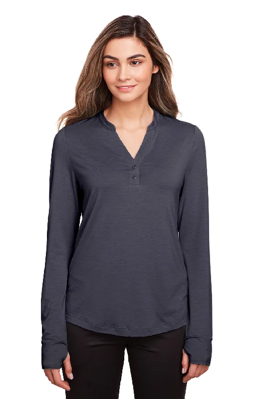 Affordable t-shirts for daily wear-North End Womens Jaq Performance Moisture Wicking Long Sleeve Polo Shirt - Carbon Grey