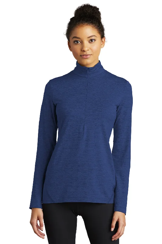 Designer evening dresses with sequins-Sport-Tek Womens Exchange 1.5 Long Sleeve 1/4 Zip T-Shirt - Heather True Royal Blue