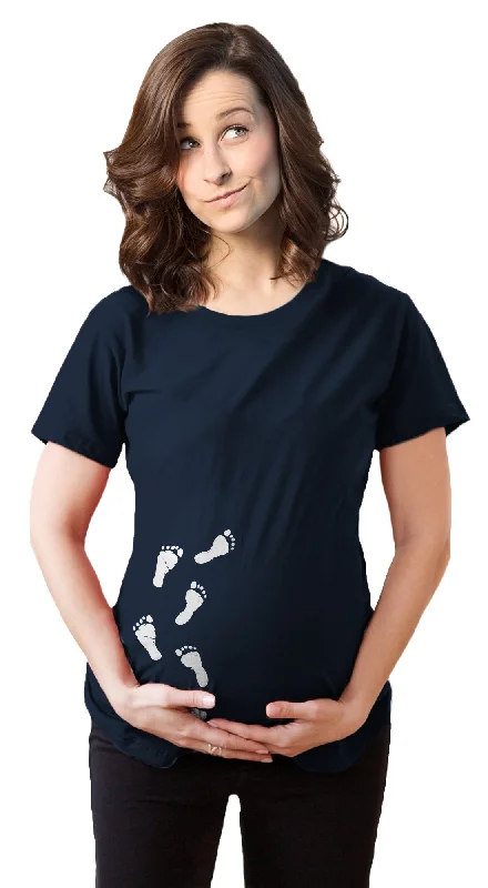 Elegant sweater dresses for winter-Footprints Maternity T Shirt