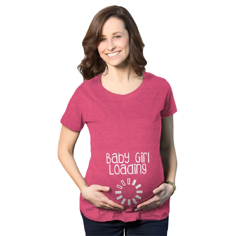 Trendy graphic tees for women-Baby Girl Loading Maternity T Shirt