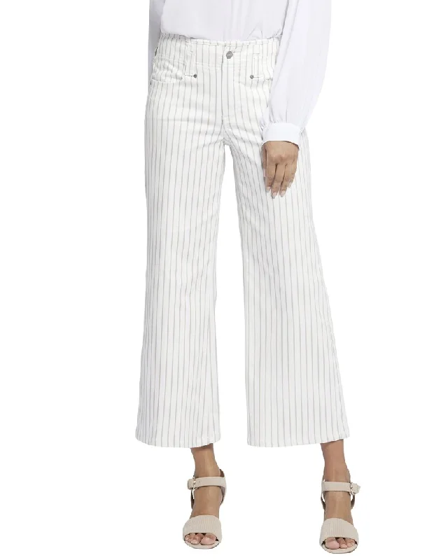 Luxury wool coats for women-NYDJ Teresa Beach Cruise Stripe Wide Leg Jean