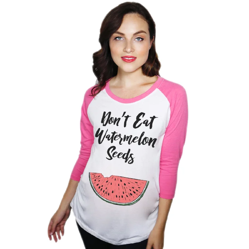 Casual overalls for women-Don't Eat Watermelon Seeds Maternity Raglan