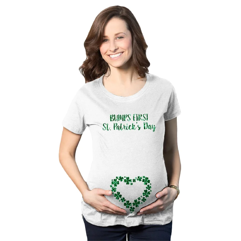 Elegant maxi dresses for evening wear-Bumps First St. Patrick’s Day Maternity T Shirt