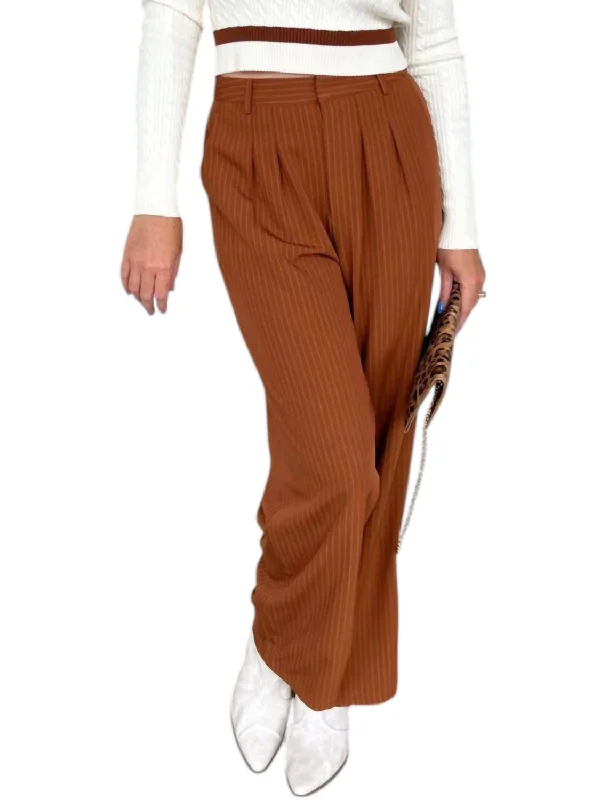 Luxury cashmere cardigans for women-Established Pinstripe Trouser Pants In Rust