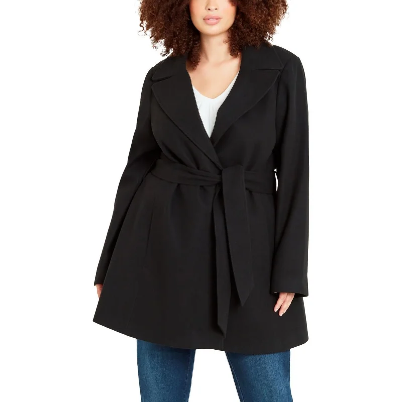 Elegant satin tops for evening-Evans Womens Belted Midi Wrap Coat