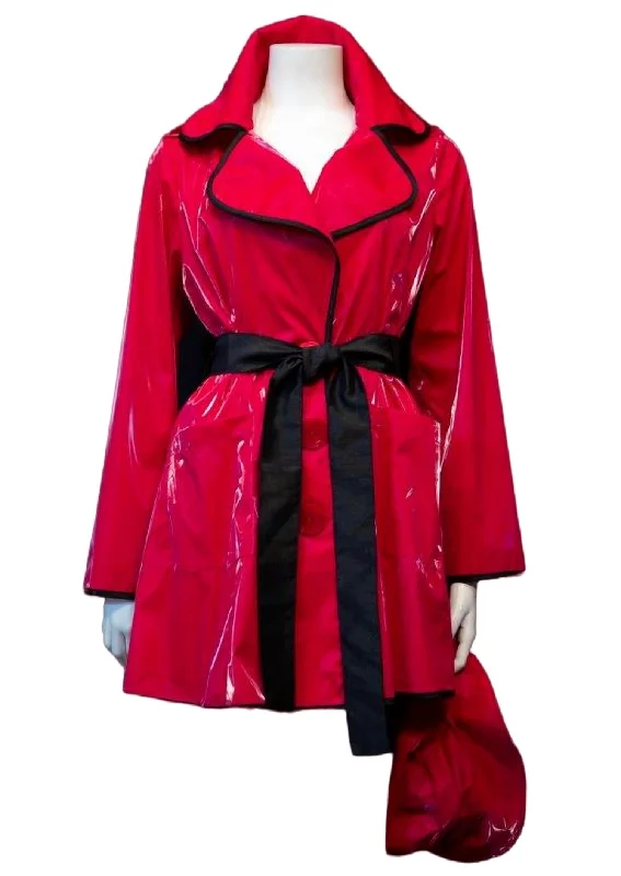 Chic leather pants for women-Water Resistant Rain Jacket In Red