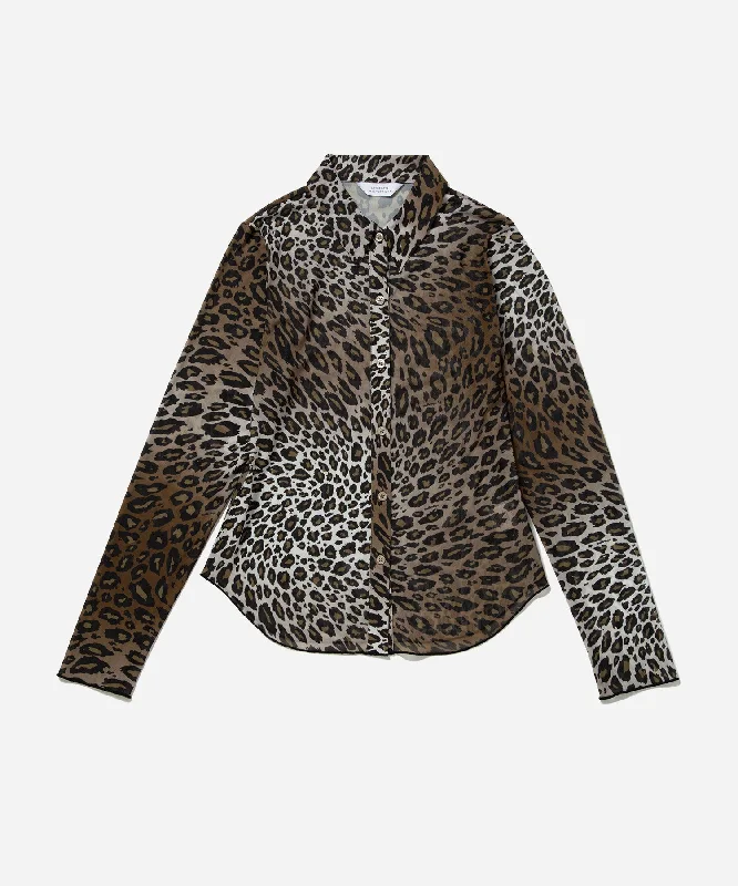 Luxury wool coats for women-Gabriella Sound Leopard Long Sleeve Shirt