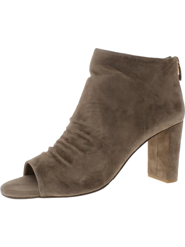 Elegant velvet heels for events-Barney Womens Suede Open Toe Ankle Boots