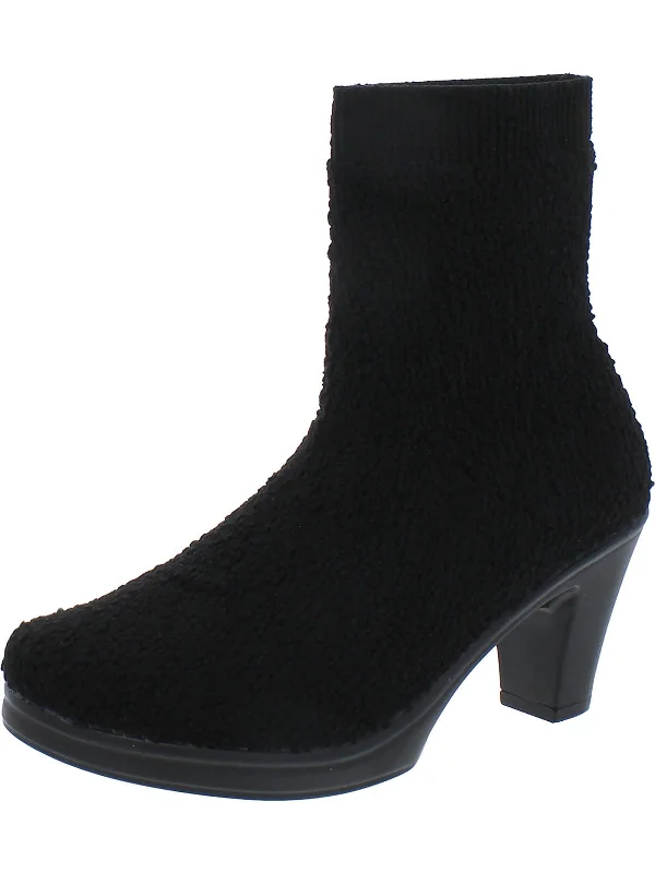 Stylish mid-calf boots for fall-Laline Womens Knit Pull On Ankle Boots