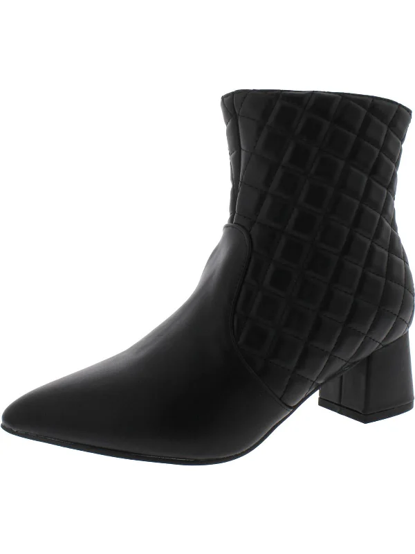 Designer kitten heel pumps for women-Womens Quilted Pointed Toe Ankle Boots