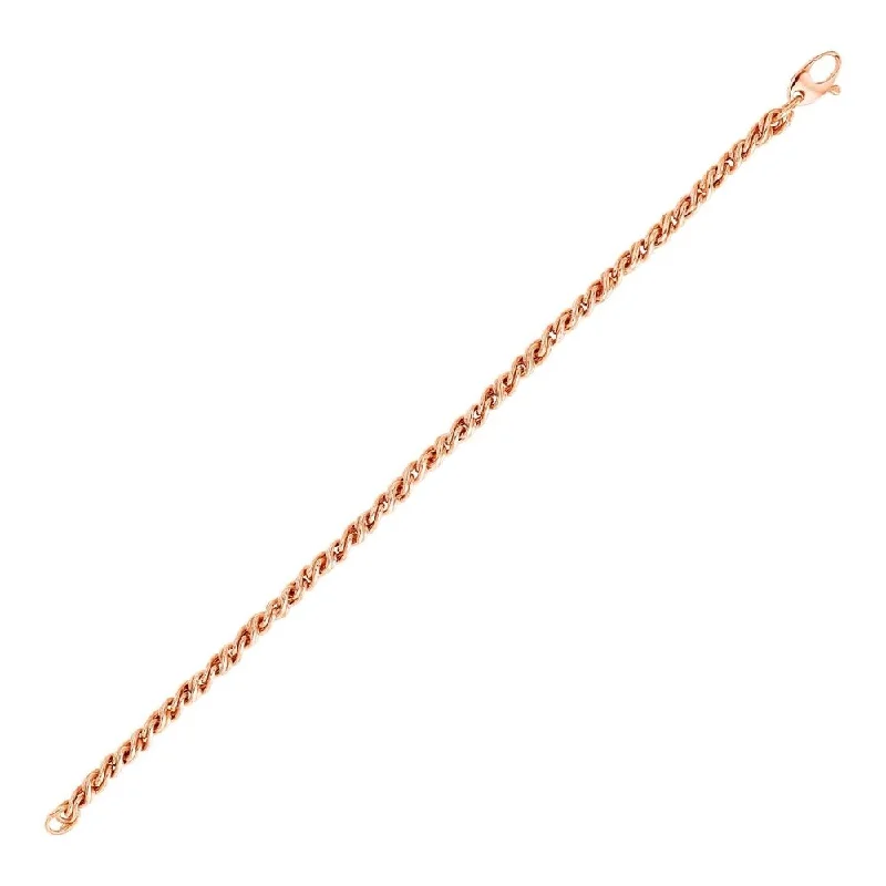 Elegant sapphire rings for women-14k Rose Gold 7 1/2 inch Braid Link Bracelet