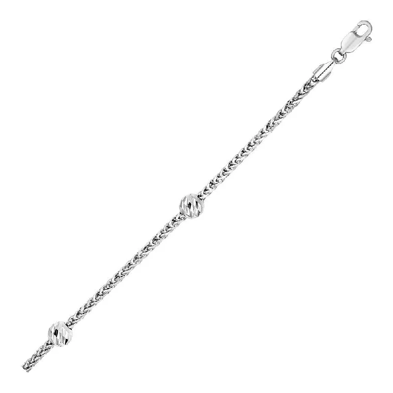 Affordable hoop earrings for women-14k White Gold Bracelet with Sliding Beads