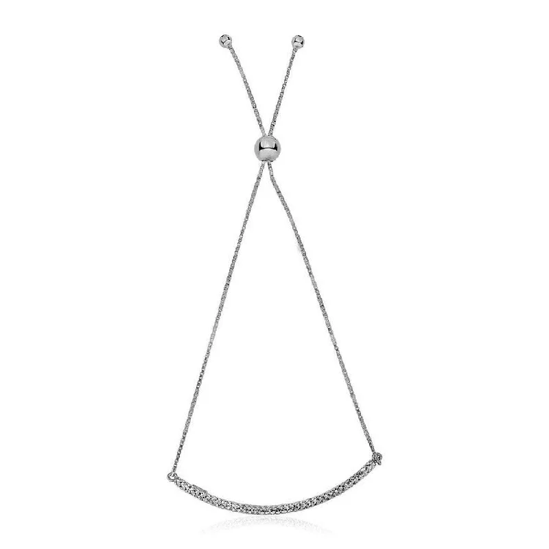 Trendy geometric earrings for women-14k White Gold Chain Bar Lariat Style Bracelet