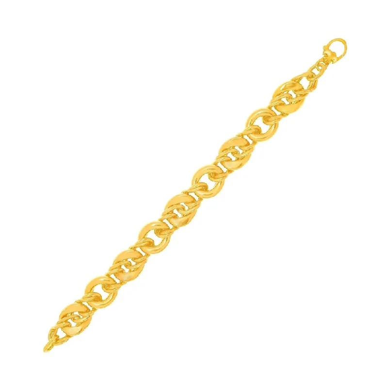 Luxury ruby rings for women-14k Yellow Gold Bracelet with Twisted Style Chain