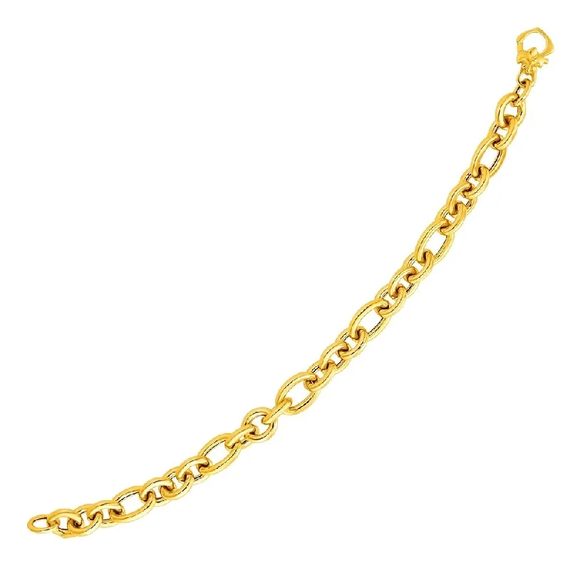 Chic beaded bracelets for women-14k Yellow Gold Oval Link Bracelet