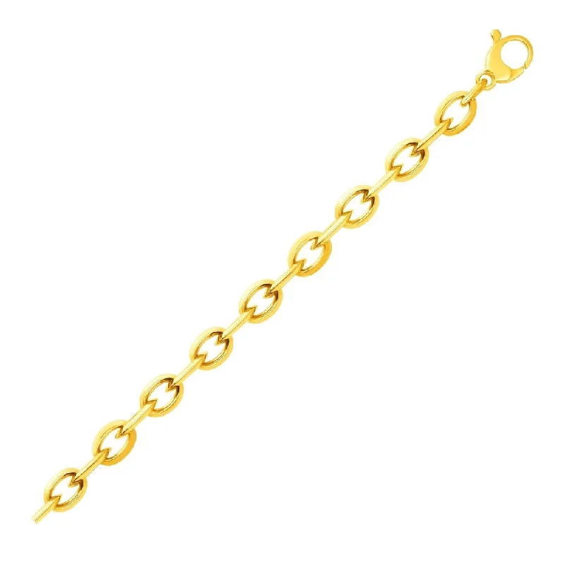 Luxury diamond pendants for women-14k Yellow Gold Polished Oval Link Bracelet