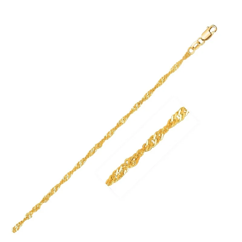 Chic birthstone necklaces for women-14k Yellow Gold Singapore Bracelet 1.7mm