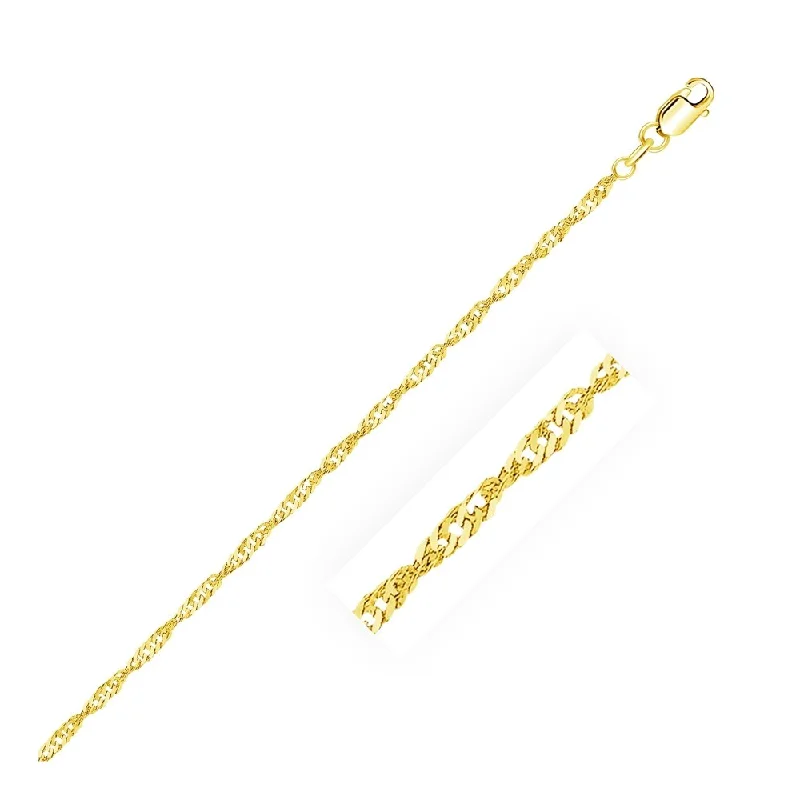 Chic layered necklaces for women-2.1mm 14k Yellow Gold Singapore Bracelet