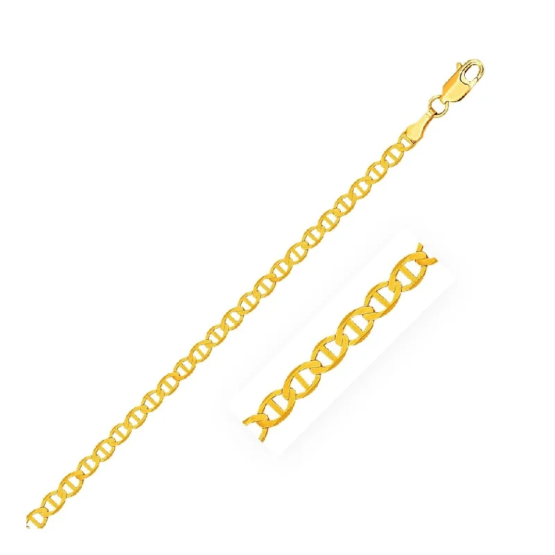 Trendy infinity necklaces for women-2.3mm 10k Yellow Gold Mariner Link Bracelet