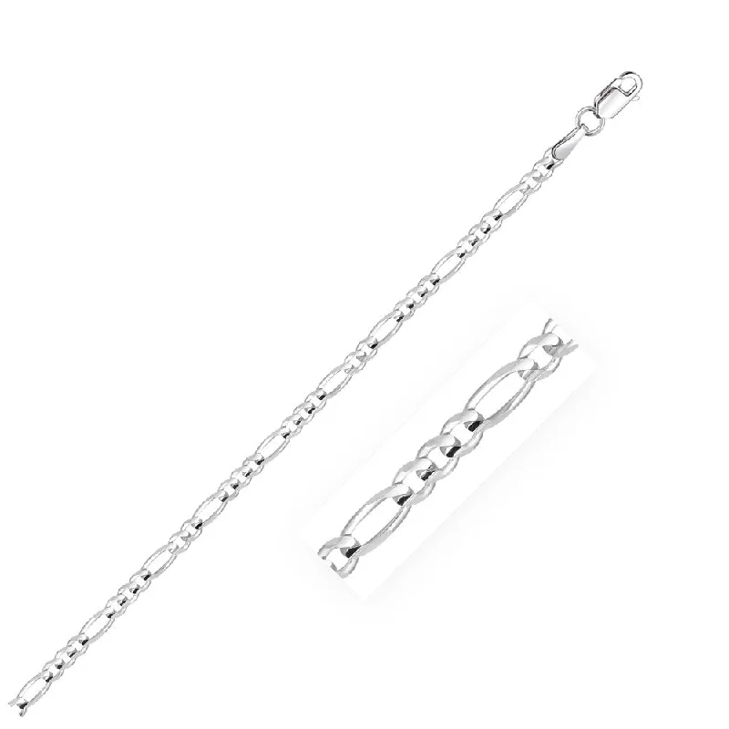 Elegant pearl rings for women-2.6mm 14k White Gold Solid Figaro Bracelet