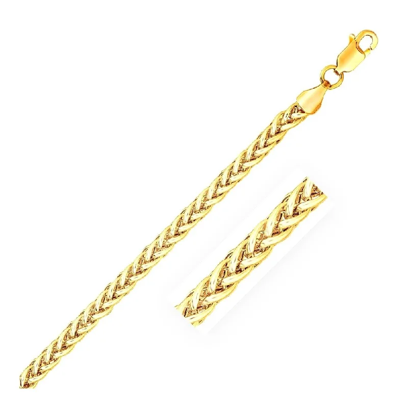 Vintage-inspired lockets for women-3.3mm 14k Yellow Gold Light Weight Wheat Bracelet