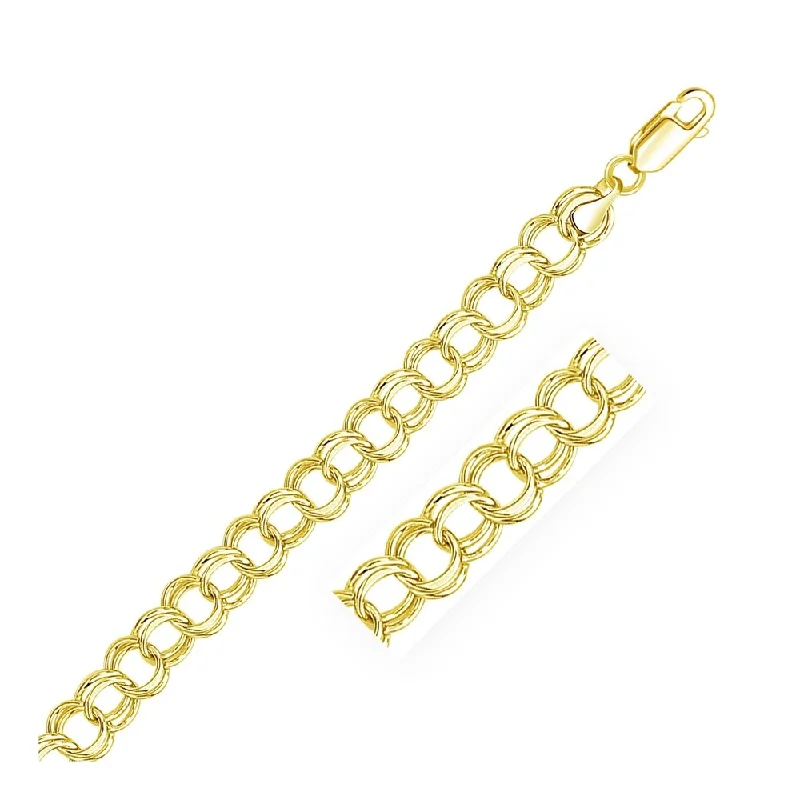 Elegant birthstone earrings for women-9.0 mm 14k Yellow Gold Solid Double Link Charm Bracelet