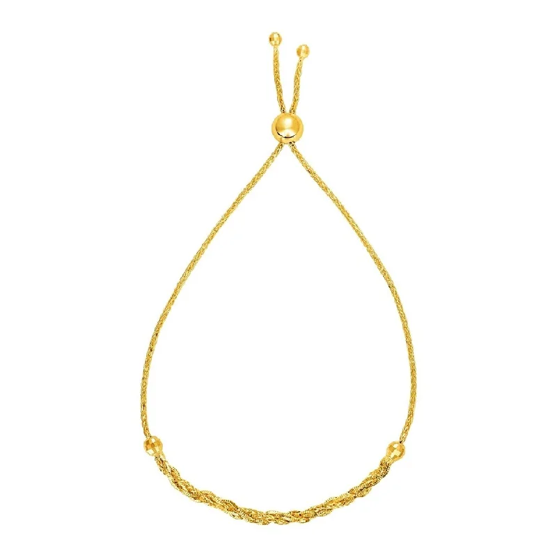 Luxury ruby stud earrings-Adjustable Textured Chain Bracelet in 14k Yellow Gold