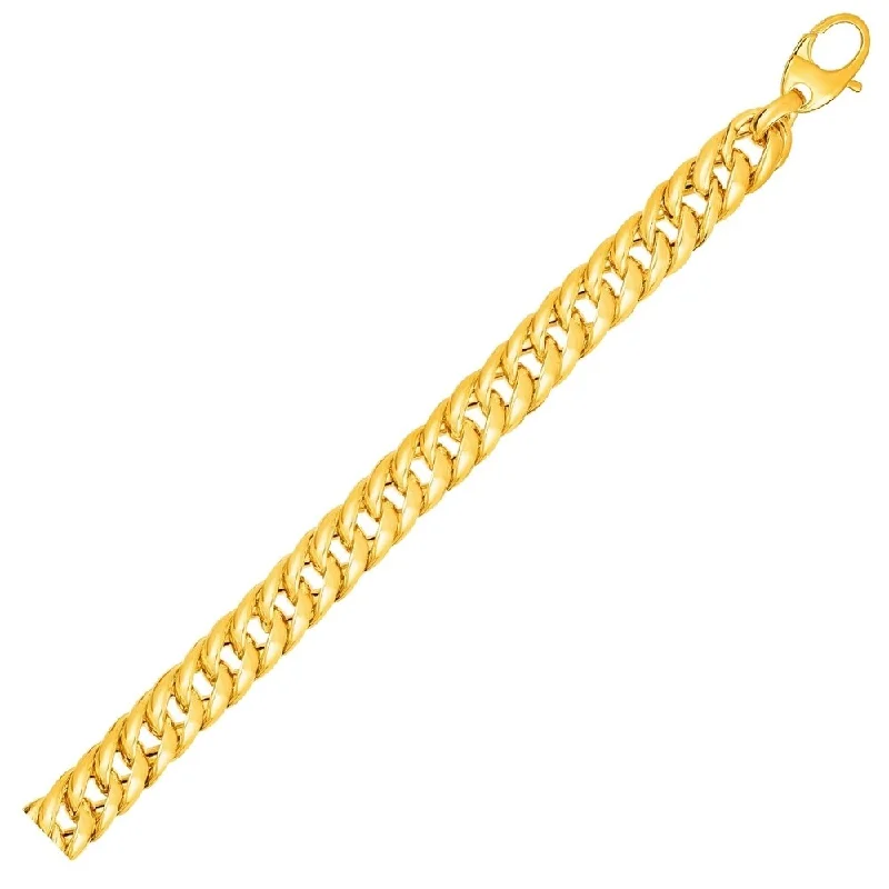 Stylish drop earrings for parties-Cuban Link Bracelet in 14k Yellow Gold