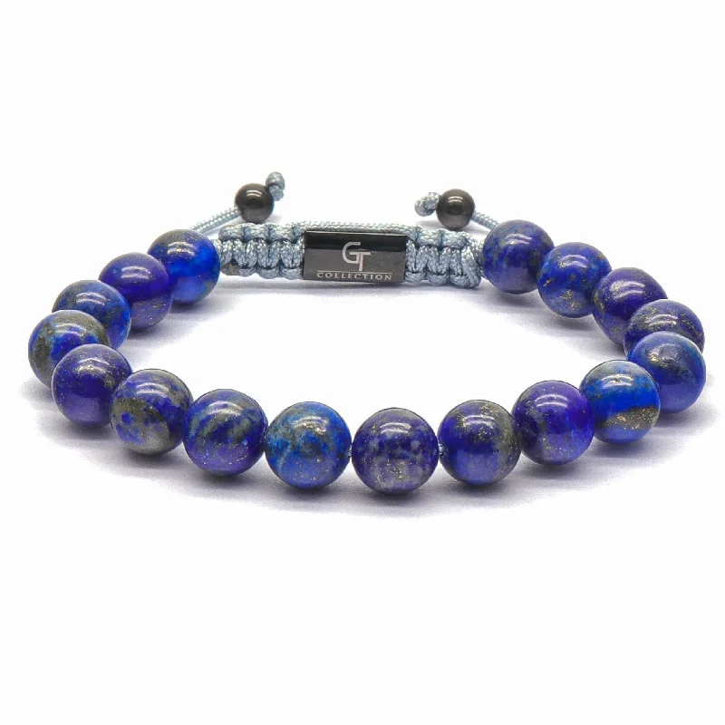 High-quality silver anklets for women-Men's LAPIS LAZULI Beaded Bracelet