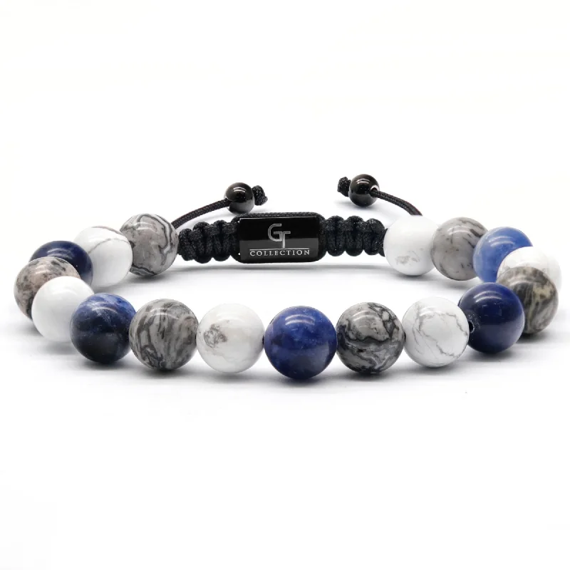 High-quality turquoise bracelets for women-Men's Sodalite, Howlite, Jasper Beaded Bracelet