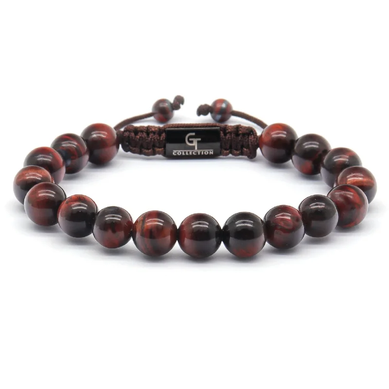 Elegant pearl bracelets for events-Men's RED TIGER EYE Beaded Bracelet