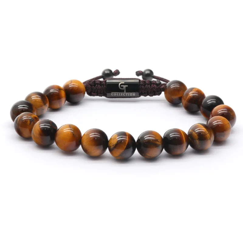 Elegant ruby pendants for women-Men's TIGER EYE Beaded Bracelet