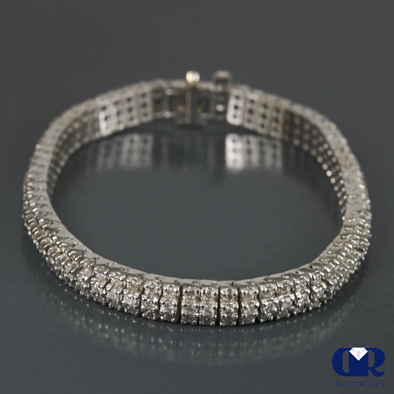 High-quality diamond anklets for women-Women's 5.50 Ct Round Cut Diamond Tennis Bracelet In 18K White Gold