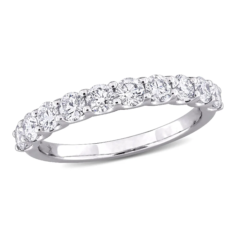 Designer silver hoop earrings for women-Created Forever 1ct TW Lab-Grown Diamond Semi-Eternity Anniversary Band in 14k White Gold